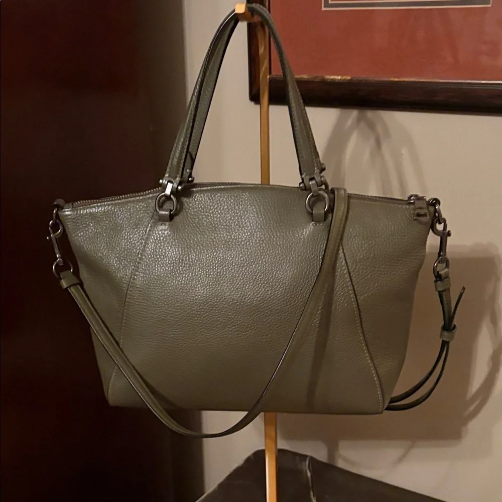 Coach Prairie Olive Green Pebbled Leather Shoulder Tote M2054-79997 - Picture 6 of 13